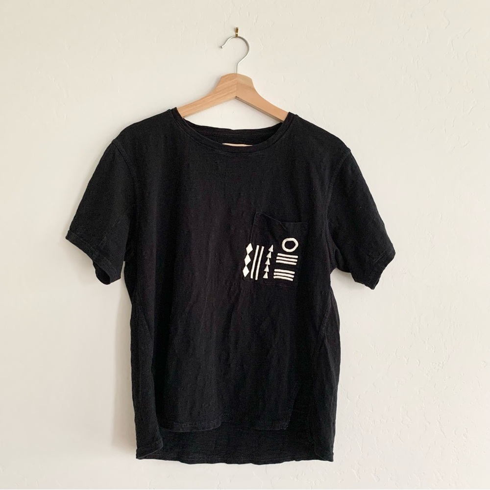 Madewell - Black Cotton Pocket T Shirt - Geometric Stitching